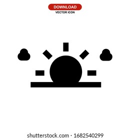 Icono de puesta de sol o logotipo símbolo de signo aislado ilustración vectorial - iconos vectoriales de estilo negro de alta calidad
