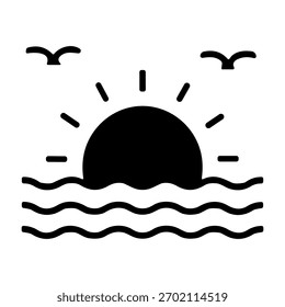 Icono de la puesta del sol o Ilustración vectorial aislada del símbolo de la muestra del logotipo - iconos negros del vector del estilo de la alta calidad