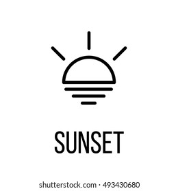 Sunset icon or logo in modern line style. High quality black outline pictogram for web site design and mobile apps. Vector illustration on a white background. 
