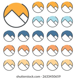 Sunset icon, mountain and sky logo