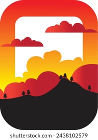 Sunset icon on the mountain
