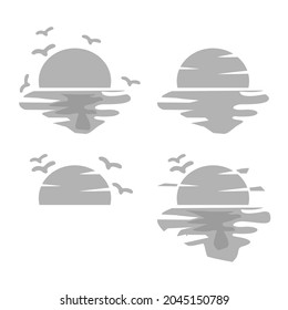 icono de puesta de sol en el mar, ilustración vectorial