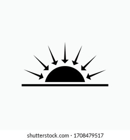 Icono de puesta de sol. Presentado en estilo glifo.