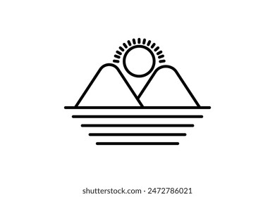 Sunset icon. icon related to weather. suitable for web site, app, user interfaces, printable etc. line icon style. simple vector design editable