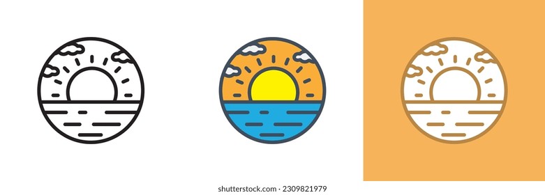 Sunset Icon, ein Symbol für einen Sonnenuntergang, symbolisiert Ruhe, Schönheit und das Ende eines Tages mit einem atemberaubenden Himmel.