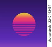 Sunset icon. Retro sun background vector ilustration.