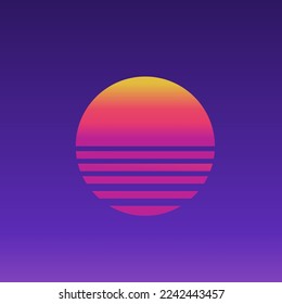 Sunset icon. Retro sun background vector ilustration.