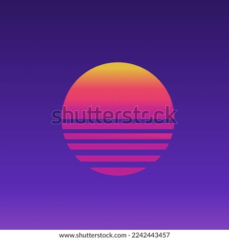 Sunset icon. Retro sun background vector ilustration.