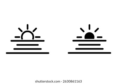 Conjunto de iconos de puesta de sol. Logotipo minimalista de puesta de sol
