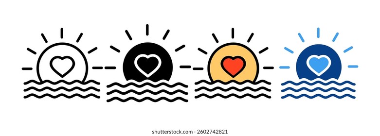 Sunset Icon Set Multiple Style Collection