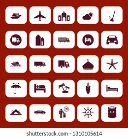 sunset icon set with solar energy, ecology oil and wheat harvest growth vector illustration