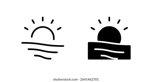 Sunset Icon Set suitable for scenic or evening themed designs.
