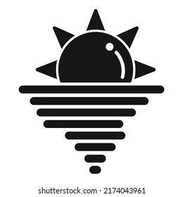 Sunset icon simple vector. Cloudy weather. Cold sunshine