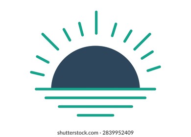 Sunset icon. solid icon style. icon related to natural phenomena. summer elements vector illustration