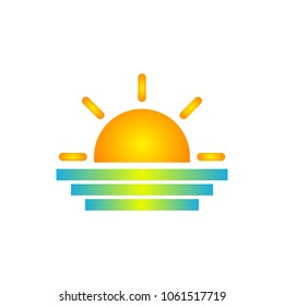 Sunset icon , sun sign