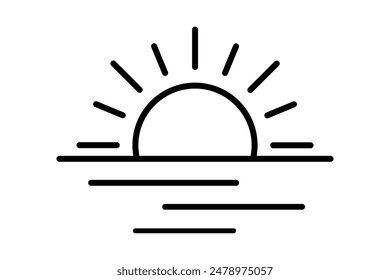 Sunset icon, sunrise icon. Sun, rise symbol. Morning icon.