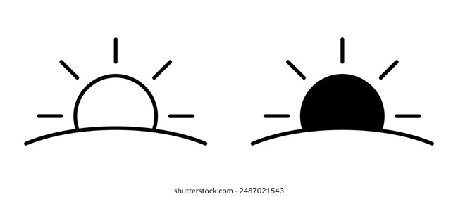 Sunset icon, sunrise icon. Sun, rise symbol. Morning icon.