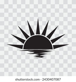 Sunset icon. Sunrise icon, vector, silhouette. 