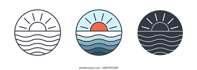 Sunset Icon symbol vector illustration isolated on white background