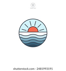 Sunset Icon symbol vector illustration isolated on white background