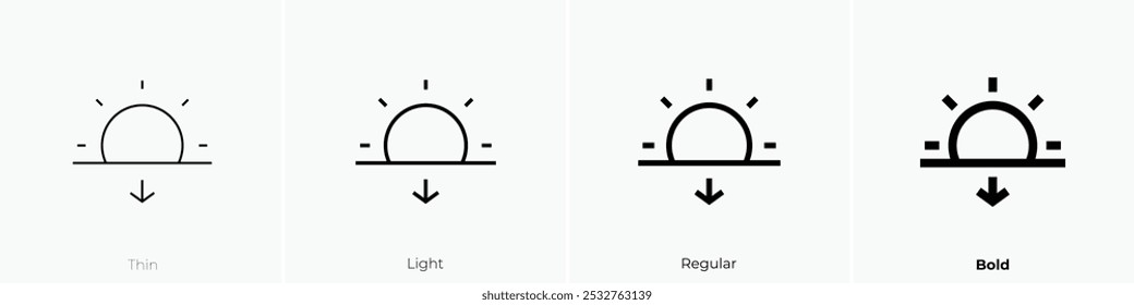 sunset icon. Thin, Light Regular And Bold style design isolated on white background