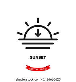 sunset icon in trendy flat design, weather icon 