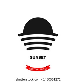 sunset icon in trendy flat style 