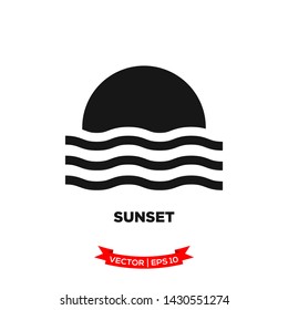 sunset icon in trendy flat style 