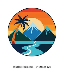 sunset icon vector art color design