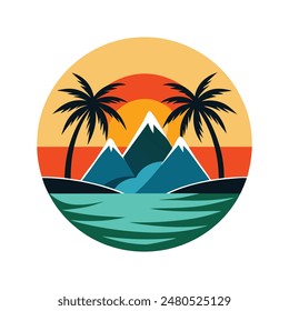 sunset icon vector art color design
