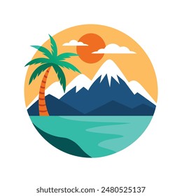 sunset icon vector art color design