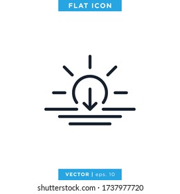 Sunset icon vector design template. Editable stroke