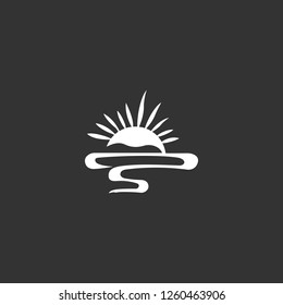 sunset icon vector. sunset sign on black background. sunset icon for web and app