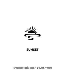 sunset icon vector. sunset sign on white background. sunset icon for web and app