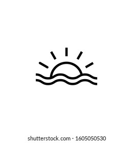 sunset icon vector simple design in outline style design on white background