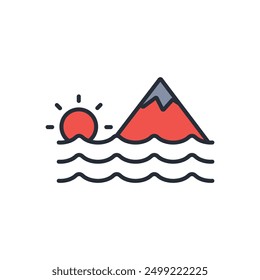 sunset icon. vector.Editable stroke.linear style sign for use web design,logo.Symbol illustration.