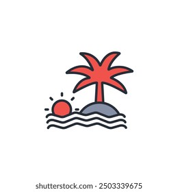 Sunset icon. vector.Editable stroke.linear style sign for use web design,logo.Symbol illustration.