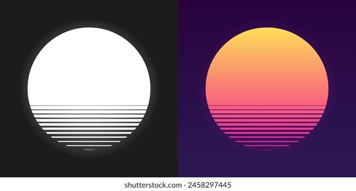 Sunset icons. Grey  Flat Style. Vector icons