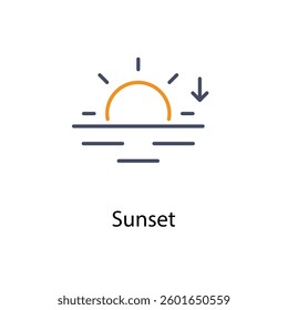Sunset icons vector stock illustration.