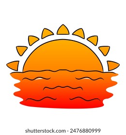 sunset illustration hand drawn isolated vector