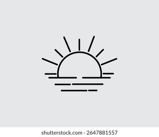
Sunset Illustration on the Beach line art