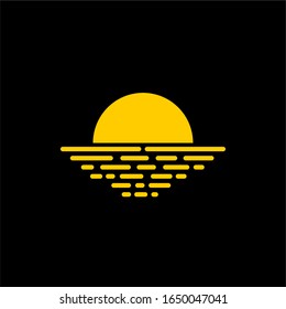 Sunset illustration vector isolated on black background