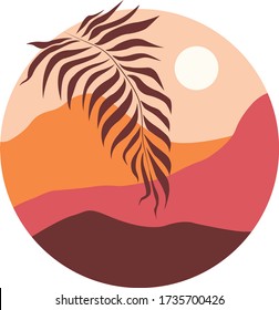 Sunset illustration warm pink desert