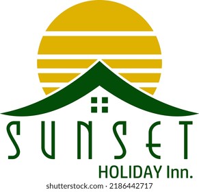 sunset inn vector illustration logo