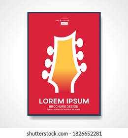 Sunset inside a headstock of the guitar. Retro vector background and illustration. Abstract design template for brochures, flyers, magazine, business card, book cover, poster
