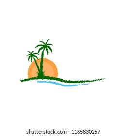 Sunset, isalnd logo design vector