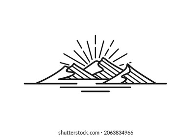 Sunset Island Lake Beach Sea Ocean mit Logo-Design von Mountain Peak Hill