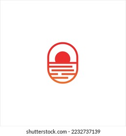 Sunset Island Lake Beach Sea Ocean logo design inspiration 