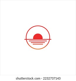 Sunset Island Lake Beach Sea Ocean logo design inspiration 