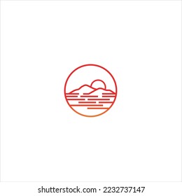 Sunset Island Lake Beach Sea Ocean logo design inspiration 